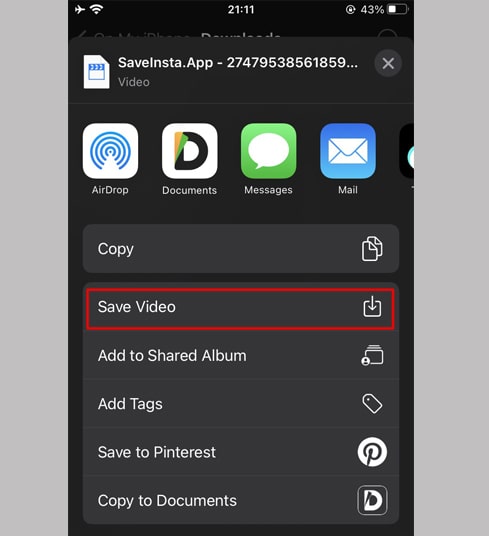 choose to save video